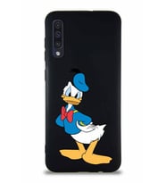 Samsung Galaxy A50S Soft Premier Kapak Donald Duck-D Tasarımlı Silikon Kılıf - Siyah (Şeffaf)