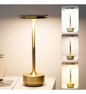 Eskitme Gold Kasa Dokunmatik Şarjlı Masa Lambası – 3 Renk Işık Modlu, LED Aydınlatmalı, Modern &amp;amp; Dekoratif Abajur (5343)