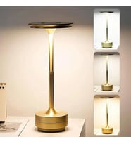 Eskitme Gold Kasa Dokunmatik Şarjlı Masa Lambası – 3 Renk Işık Modlu, LED Aydınlatmalı, Modern &amp;amp; Dekoratif Abajur (5343)