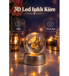 3D Led Işıklı Küre Pilli I Love You