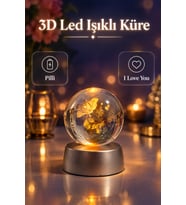 3D Led Işıklı Küre Pilli I Love You