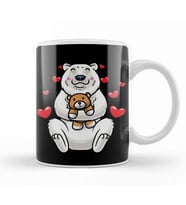 Kawaii White Polar Bear Stuffed Animal With Hearts Ice Bear Kupa Bardak Porselen