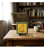 Minimal Kedi Figürü Butik Dekoratif Parça, Mekanınızda Ferah ve Şık Bir Köşe Oluşturun 10x10 cm