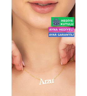 Jewelmim Arzu İsim Yazılı Gümüş Kolye  Beyaz Altın Kaplama İsim Kolyesi 925 Ayar Kadın İsimli Gümüş Kolye