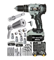 Xr Metal Şanzıman 5 Pilli Şarjlı Vidalama Akülü Matkap Gator Grip 3 Lü Soket