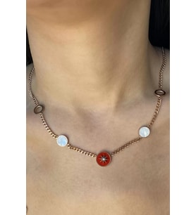 Kırmızı Kuzey Yıldızı Çelik Charm Kolye