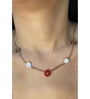 Kırmızı Kuzey Yıldızı Çelik Charm Kolye