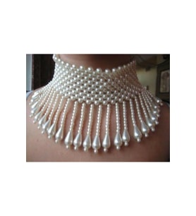 Choker İnci Kolye, Tasma Model İnci Boncuk Kolye (Krem)