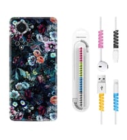 Huawei Nova Y70 Y90 Nova 9 SE  Kılıf Kablo Koruma Spiral Silikon Great Flowers 1304