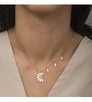 Rodyum Rose Papatya Seviyor Sevmiyor 925 Gümüş Ayar Kadın Kolye