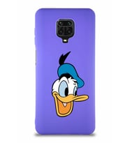 Xiaomi Redmi Note 9 Pro Soft Premier Kapak Donald Duck-A Tasarımlı Silikon Kılıf - Mor (Şeffaf)