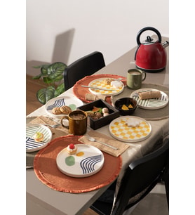 Kevin Seramik Hand Made 6 Parça Modern Desenli Pasta Takımı