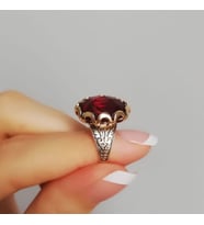 14k Altın Granat Lal Taşlı Yüzük