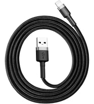 Lexroo Cafule Serisi, 2.4 A USB-A & Lightning Şarj Kablosu & Data Aktarım Kablosu, 1 Metre - Siyah