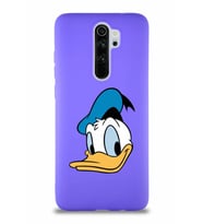 Xiaomi Redmi Note 8 Pro Soft Premier Kapak Donald Duck-B Tasarımlı Silikon Kılıf - Mor (Şeffaf)