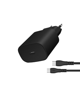 25W USB-C Type-C Hızlı Şarj Seti PD Destekli Adaptör ve Type-C Kablo (Siyah)