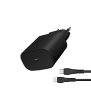 25W USB-C Type-C Hızlı Şarj Seti PD Destekli Adaptör ve Type-C Kablo (Siyah)