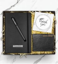 Kişiye Özel Erkek Cüzdan & Siyah Defter & Roller Kalem & Not Erkeğe Hediye Seti