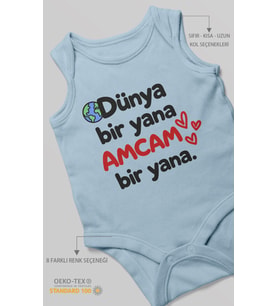 Dünya bir yana, amcam bir yana Sıfır Kollu Bebek Zıbını %100 Pamuk