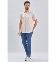 Somon Kısa Kollu Desenli Sert Yaka Cepli Pamuklu Klasik Comfort Fit Rahat Kesim Gömlek 1004240231