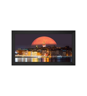 Şafak Sökerken Galata Kulesi Motifli Kanvas Tablo 80 x 110 cm Siyah Çerçeve