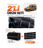 CITROEN BERLİNGO M49 (1996-2001) Uyumlu Torpido Örtüsü + Tay Tüyü Bagaj Çantası Seti - Siyah Gri