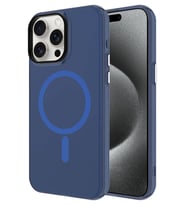 Apple iPhone 15 Pro Kılıf Magsafe Şarj Özellikli Buzlu Transparan C-Pro Sert Kapak (Lacivert)