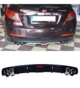 Gelly Emgrand Siyah Difüzör 4 Krom Egzoz Görünümlü Difizör Arka Ek Body Kit