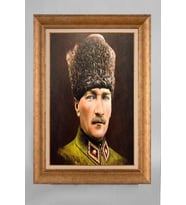 Altın Varaklı Paspartulu Çerçeveli Atatürk Tablo sd816