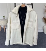 Peluş Ceket Erkek Beyaz
