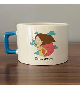Süper Mom Pelerin Baskılı Mavi Kulplu C Fincan