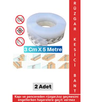 Özel Üretim Kapı Altı Pencere Rüzgar Böcek Haşere Önleyen Rüzgar Kesici Bant 3 Cm X 5 Metre 2 Adet