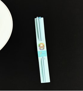 Kedi Figürlü Metal Chopstick (Mavi)