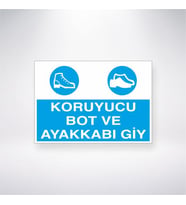 Koruyucu Bot ve Ayakkabı Giy 21x28 Arkası Yapışkanlı Levha