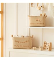 Ocean Home Textile 2'li Çocuk Odası Jüt Keten Kumaş Sepet Set 1 Adet 24 x 17 x 14 / 1 Adet 30 x 21 x 18 cm