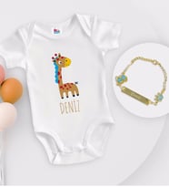 BK Kids Kişiye Özel İsimli Beyaz Bebek Body Zıbın ve Erkek Bebek Künyesi Hediye Seti-17