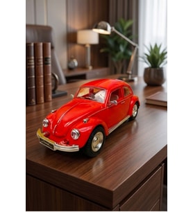 Nostaljik Beetle Vosvos Oyuncak Araba - 17cm Büyük - Sesli Işıklı ve Sürtmeli - Kırmızı Model Araba