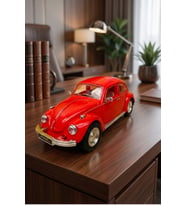 Nostaljik Beetle Vosvos Oyuncak Araba - 17cm Büyük - Sesli Işıklı ve Sürtmeli - Kırmızı Model Araba