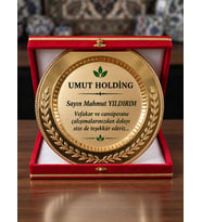 Kadife Kutulu Gold Metal Plaket Başak Zeytin Dalı Desenli Kamu Kurumlar İçin Tebrik Ödül Plaketi