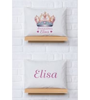 Pia Baby Premium %100 Pamuk İkili İsim Yazılı Kız Bebek Yastık Kılıfı – 35x45 cm Organik Baskı 5047-13 (Ekru)