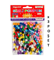 Bigpoint Ponpon Simli 1 cm 10 Renk / 200'lü Poşet x 3 Poşet
