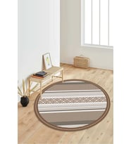 Dijital Baskılı Kaymaz Taban Yıkanabilir Yuvarlak Salon Halısı Koridor Halısı Paspas NDY-HT-1391 (Kahverengi)