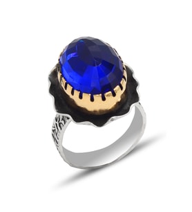 Safir Taşlı El işi Otantik Gümüş Kadın Yüzük 201024141