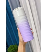 304 L Çelik 500 ml. Mor Beyaz Degrade El Termos Mug cin917mr