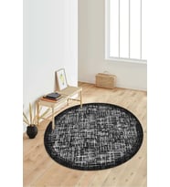 Dijital Baskılı Kaymaz Taban Yıkanabilir Yuvarlak Salon Halısı Koridor Halısı Paspas NDY-HT-181 (Siyah)