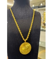 22 Ayar Altın Kaplama Reşat 5i Biryerde   4mm 60 Cm Uzunluğunda  Zincirli Kolye (Altın Rengi)