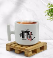 BK Gift Kişiye Özel Kaptan Tasarımlı T Kulplu Beyaz Middle Kupa Bardak-2