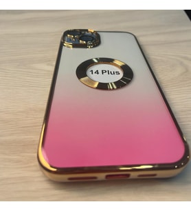 iPhone 14  plus magsafe özellikli klasik kaliteli silikon telefon kılıfı (Pembe)