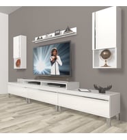 Decoraktiv Ekoflex 270TA Mdf Krom Ayaklı Tv Ünitesi Tv Sehpası - Parlak Beyaz