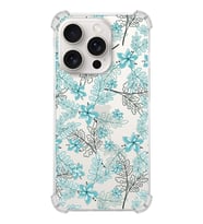 PrintiFy Apple iPhone 15 Pro Max (Kamera Açık) Uyumlu Köşe Korumalı Floral Su Yeşili Kılıf